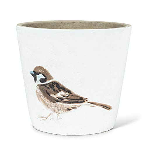 Abbott Collection 27_WENDY_523_LG Lg Wren Planter_6 inch  H_ 6 inches H_ White Brown