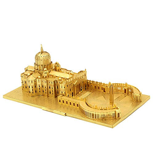 Microworld 3D Metal Puzzle Italy St. Peter's Basilica Architectural Building Model J008_G DIY 3D Laser Cut Assemble Jigsaw Toys _ Gold