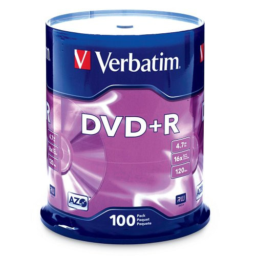 Verbatim DVD+R 4.7GB 16x AZO Recordable Media Disc - 100 Disc Spindle (FFP) - 97459