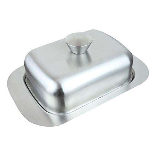 Butter Dish with Lid_ Stainless Steel Double Covered Butter Dish_Covered Butter Dish For Kitchen _ Stainless Steel Metal Saucer Clear plastic Lid