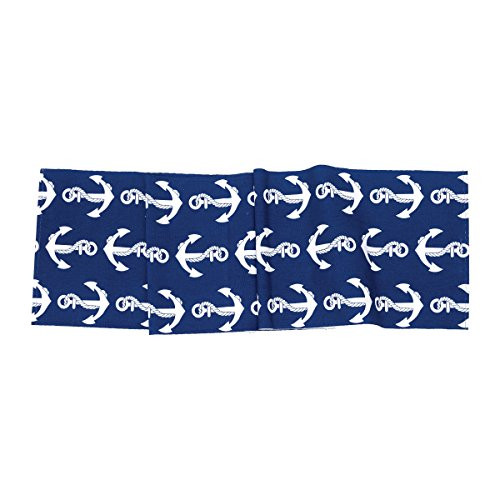 C and F Home Beachy Anchor Coastal Nautical Sailing Tropical Beach Sea Life Handcrafted Woven Premium Cotton Table Runner Table Runner Blue