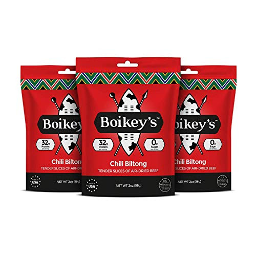 Boikeys Biltong _ South African Style Beef Jerky. Keto friendly. _Chili_ 3 pack_