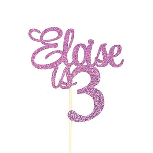 Atelier Elegance Any Name_ Three Cake Topper_ 3rd Birthday Cake Topper_ Custom