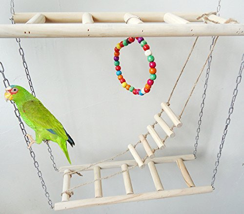 Bird Wood Double Perch Ladder Bendable Ladder and Swing Perch Sets Toys for Bird Parrot Macaw African Greys Budgies Parakeet Cockatiel Cockatoo Conure Lovebird Finch Perch _B 7.87in3.93in7.87in_ Bird Wood Double Perch Ladder Bendable Ladder and Swing Perch Sets Toys for Bird Parrot Macaw African Greys Budgies Parakeet Cockatiel Cockatoo Conure Lovebird Finch Perch _B 7.87in3.93in7.87in_