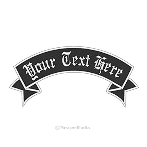 Custom Embroidered Top Rocker Name Tag Sew on Patch Motorcycle Biker 12 inch  _E_1_