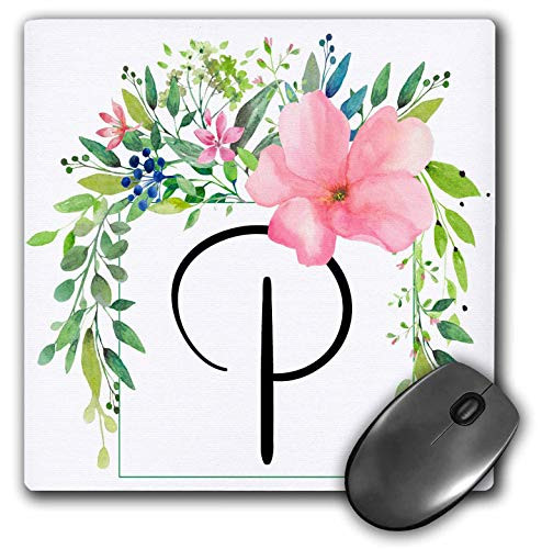 3dRose Pretty Image of Watercolor Pink Flower Monogram P _ Mouse Pads _mp_327889_1_