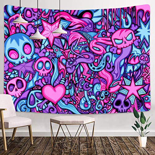 Trippy Tapestry 80x60 Inches Skull Tapestry Decor Wall Hanging Tapestry for Living Room Dorm Background Tapestries GTLHMT142