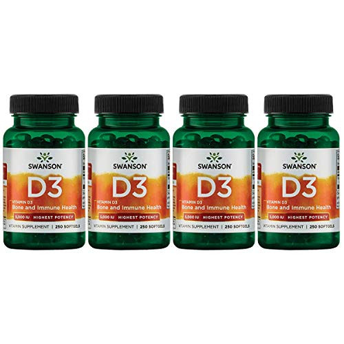 Swanson Vitamin D_3 5000 IU Bone Health Immune Support Healthy Muscle Function D3 Supplement _cholecalciferol_ 125 mcg 250 Softgels Count _4 Pack_ Swanson Vitamin D_3 5000 IU Bone Health Immune Support Healthy Muscle Function D3 Supplement _cholecalciferol_ 125 mcg 250 Softgels Count _4 Pack_
