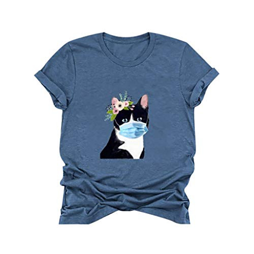 VEZAD Women Plus Size Cartoon Dog Printed Tee T_Shirt Summer Short Sleeve O_Neck Tops Blouse