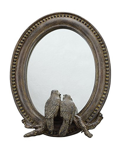 Creative Co-op Oval Resin Bird Mirror