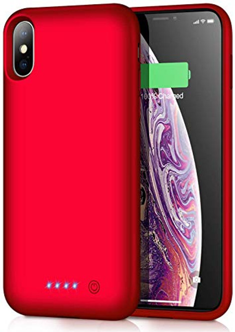 Xooparc Battery case for iPhone Xs Max _7800mah_ Upgraded Charging Case Protective Portable Charger Case Rechargeable Extended Battery Pack for Apple iPhone Xs Max Charger case _6.5 _ Backup _Red_