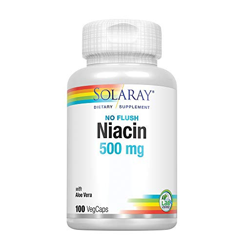 Solaray Niacin, No Flush 500mg | Vitamin B-3 for Healthy Skin, Circulatory, Nervous System Support | Flush-Free Form | Non-GMO & Vegan | 100 VegCaps