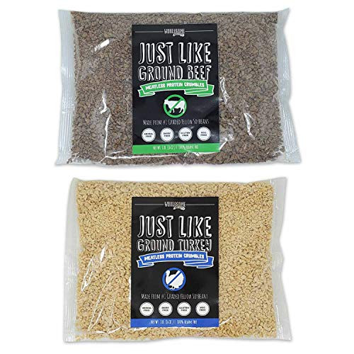Meatless Ground Meat_ Vegan Meat Substitute_ Plant_Based_ 100 Percent  Hexane Free_ Made with  1 Graded Yellow Soybeans_ Made in USA_ Gluten Free_ Unflavored _Just Like Ground Beef  and  Turkey_ 2 Pack Bundle_