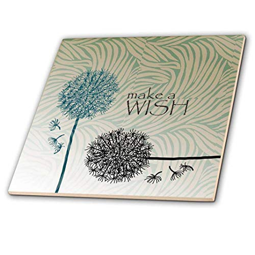 3dRose ct_63555_3 Inspired Teal Make a Wish Dandelion Flowers Ceramic Tile, 8" 3dRose ct_63555_3 Inspired Teal Make a Wish Dandelion Flowers Ceramic Tile, 8"