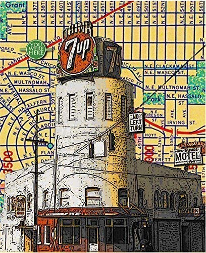 Portland_ Oregon  Seven_Up Sign Building_ You Were Here  Portland_ Map Art. 8.5 inch x 11 inch Fine Art Print. Unmatted and Ready to Mat and Frame. Gallery Quality.