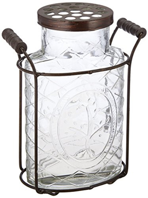 Creative Co-Op Large Glass Vase with Frog Lid & Holder