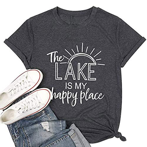 Meikosks Womens Loose T_Shirt Short Sleeves O_Neck Tops Letter Printing Blouse Basic Casual Tee Gray Meikosks Womens Loose T_Shirt Short Sleeves O_Neck Tops Letter Printing Blouse Basic Casual Tee Gray