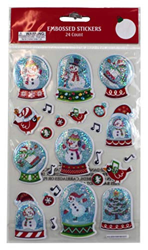 Harvey J Embossed Stickers 24 Count Christmas Snowglobes