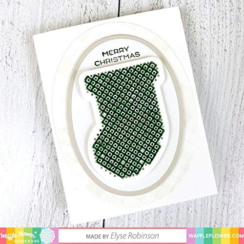 Waffle Flower Stitchable Christmas Stocking Die _ A stitchable die in Christmas Stocking Shape. Approximately 2.5 inch w x 3.25 inch h. Stitchable Area is Equivalent to 10ct Aida. Stitch Count is  20w x 29h.