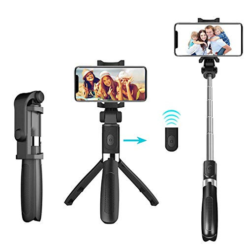 Kingkok Bluetooth Selfie Stick Tripod_ Portable 3 in 1 Extendable Selfie Stick with Wireless Remote Compatible with All Smartphones