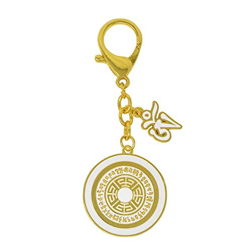 Feng Shui  OM  Dakini Spirit Enhancing Yellow Tibetan Hanging Round Keychain  W4337