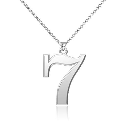 Lucky Number 7 Necklace Personalized Custom Made Number Pendant Chain Sterling Silver