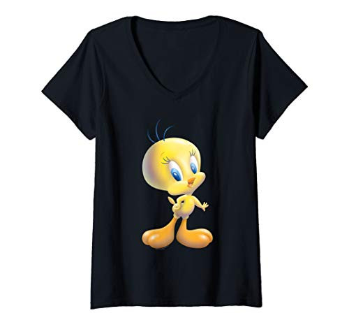 Womens Looney Tunes Tweety Bird Airbrushed V_Neck T_Shirt Womens Looney Tunes Tweety Bird Airbrushed V_Neck T_Shirt