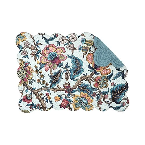 C and F Home Tansy 13'' x 19'' Single Rectangular Cotton Quilted Cotton Reversible Machine Washable Placemat Rectangular Placemat Blue