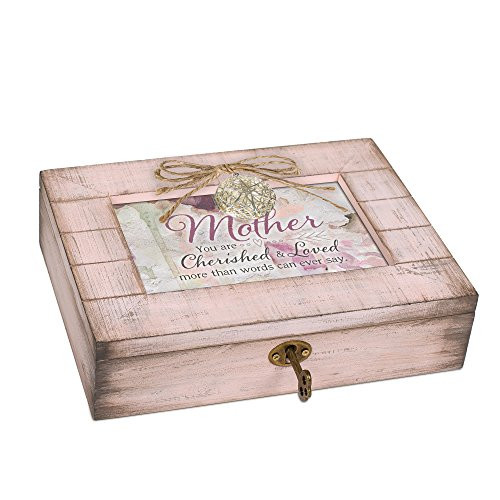 Cottage Garden Mother Cherished Loved Blush Pink Distressed Locket Music Box Plays Wind Beneath My Wings