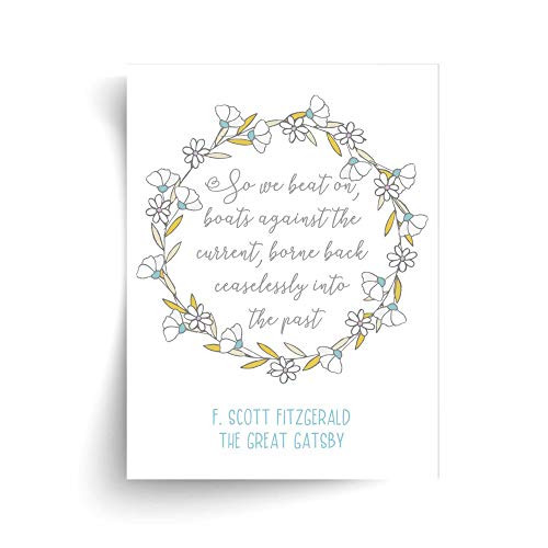 F. Scott Fitzgerald Boats Quote from The Great Gatsby Unframed Print