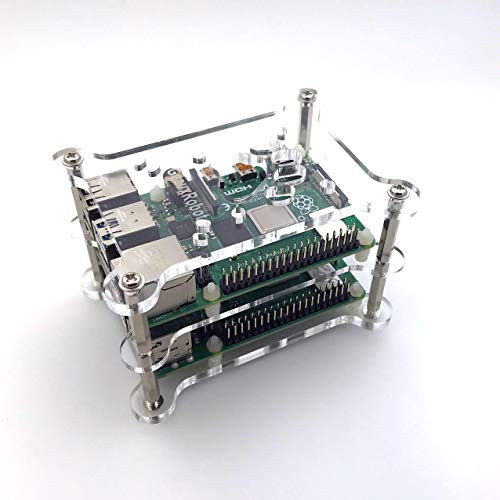 GeauxRobot Raspberry Pi 4B 2_Layer Dog Bone Stack Clear Case Box Enclosure Also for Pi 3B Plus  3B 2B B Plus  A Plus