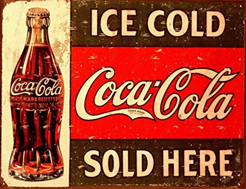 Ufcell Vintage Tin Metal Sign Coke C. 1916 Ice Cold Funny Wall Decor Art 8x12
