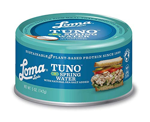 Loma Linda Tuno _ Plant_Based _ Spring Water _5 oz._ _Pack of 12_ _ Non_GMO_ Ocean Safe_ Omega 3_ Seafood Alternative Loma Linda Tuno _ Plant_Based _ Spring Water _5 oz._ _Pack of 12_ _ Non_GMO_ Ocean Safe_ Omega 3_ Seafood Alternative