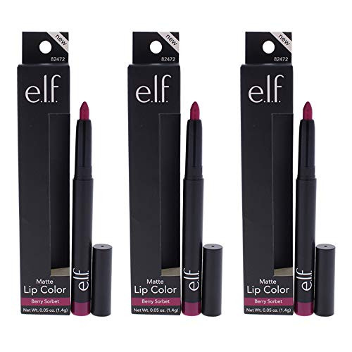 Matte Lip Color _ Berry Sorbet by e.l.f. for Women _ 0.05 oz Lipstick _ _Pack of 3_