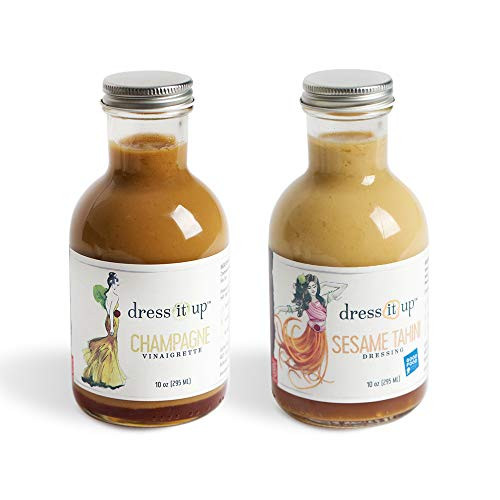 Dress It Up Dressing _ Champagne Vinaigrette and Sesame Tahini Salad Dressing Combo Pack _ Gluten Free_ Non GMO_ Vegan_  and  Low Sodium _ 2pk_ 10oz Bottles