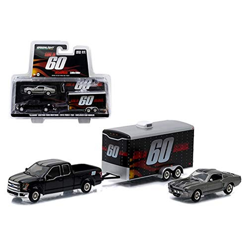 Greenlight 51008 2015 Ford F_150 Pickup Truck and 1967 Custom Ford Mustang Eleanor with Enclosed Car Hauler Set Gone in 60 Seconds Movie 1 64 Diecast Model Cars