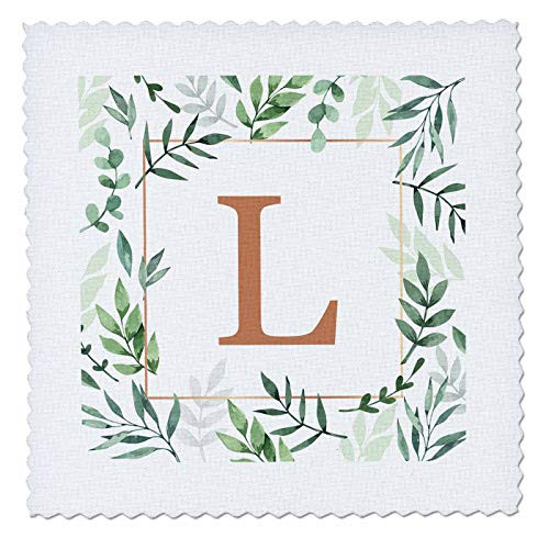 3dRose Monogram initial letter L in gold framed in leaves and a gold. _ Quilt Squares _qs_336853_5_