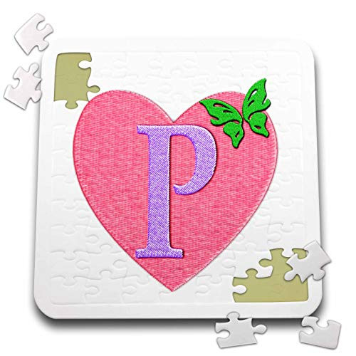 3dRose Letter P_ Image of Pink Heart with Butterfly_ not Actual Embroidery _ Puzzles _pzl_326384_2_ 3dRose Letter P_ Image of Pink Heart with Butterfly_ not Actual Embroidery _ Puzzles _pzl_326384_2_
