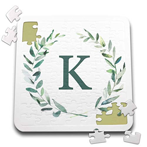 3dRose Wreath with Monogram Initial Letter K in Green on White Background. _ Puzzles _pzl_337393_2_