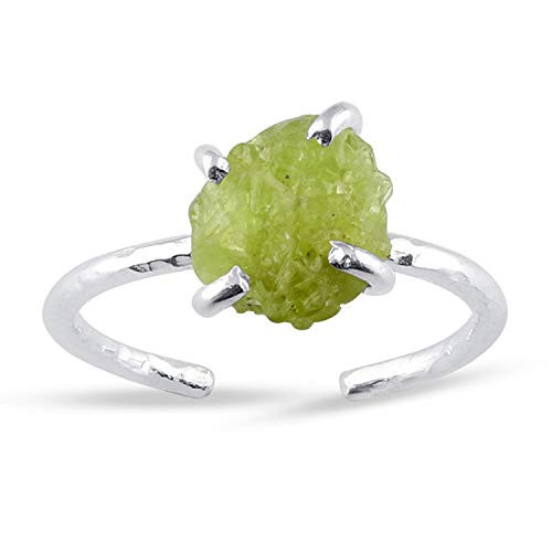 Natural Raw Peridot Ring in 925 Sterling Silver For Women Personalized Gifts