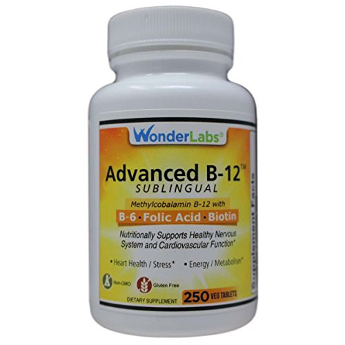 Sublingual Vitamin B12 (1000 mcg), B6 (5mg), Folic Acid(400 mcg) & Biotin (25mcg) - Formulated with Methylcobalamin Vitamin B-12 (250 Tablets)