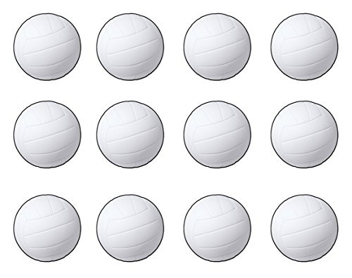 Beistle S55087AZ12, 12 Piece Volleyball Cutouts, 13.5'' (White/Black)