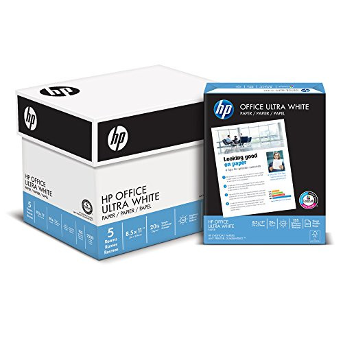 HP Printer Paper, Office20, 8.5 x 11, Letter, 92 Bright, 2,500 Sheets / 5 Ream Carton (172160C) Made In The USA