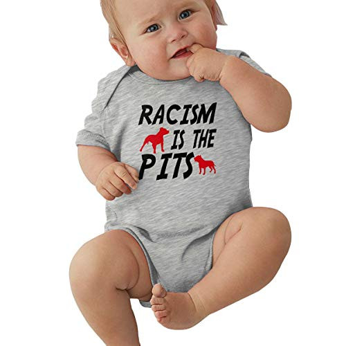 JJKKFG_H Racism is The Pits Kawaii Summer Baby Girls Boys Short Sleeve Jumpsuits Playsuit Outfits Shirt Gray