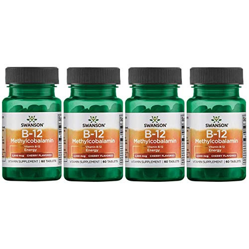 Swanson Vitamin B_12 Methylcobalamin _ Cherry Flavored 2_500 mcg 60 Tabs 4 Pack Swanson Vitamin B_12 Methylcobalamin _ Cherry Flavored 2_500 mcg 60 Tabs 4 Pack