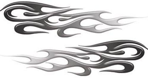 Black to White Fade Tribal Flame Decals Motorcycle_ Truck_ Car_ ATV_ etc. _ 3 inch  h x 12 inch  w