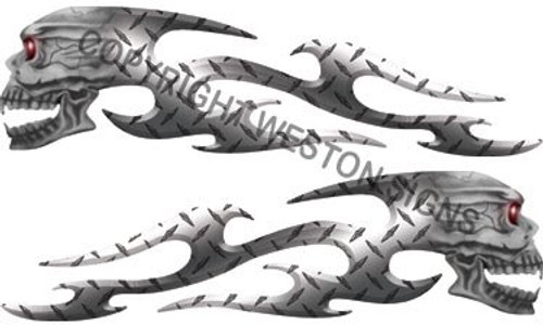 Tribal Diamon Plate Skull Flames _ 3.75 inch h x 12 inch w Tribal Diamon Plate Skull Flames _ 3.75 inch h x 12 inch w