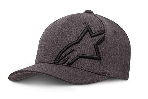 Alpinestars Men's Curved Bill Structured Crown Flex Back 3D Embroidered Logo Flexfit Hat_ Corp Shift 2 Dark Heather Gray Black_ S M
