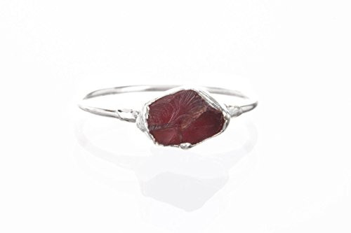 Size 6 Raw Garnet Ring_ Sterling SIlver_ January Birthstone