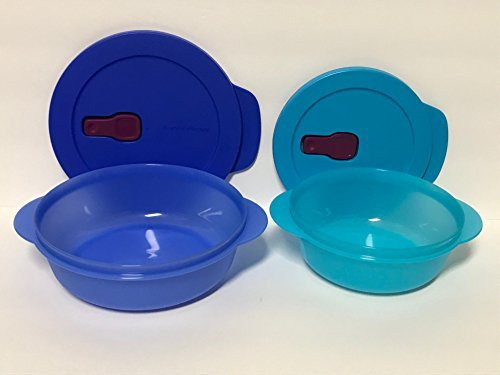 Tupperware Crystalwave Microwave Plus Stainguard 2 Pc Set 4.25 Cup and 2.5 Cup - Blues